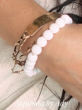 Minimal 90’s +White jade single string Beaded Bracelet